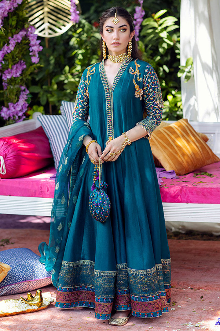 ZAIRA TEAL KALIDAAR AND DUPATTA - Mayna by Farah Talib Aziz