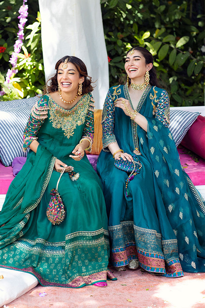 ZAIRA TEAL KALIDAAR AND DUPATTA - Mayna by Farah Talib Aziz