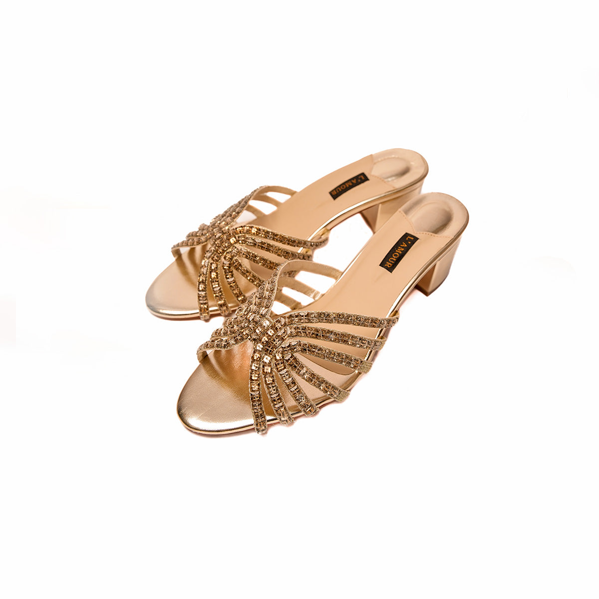 Magnafique Block Heels - Gold - Block Heels by L'amour