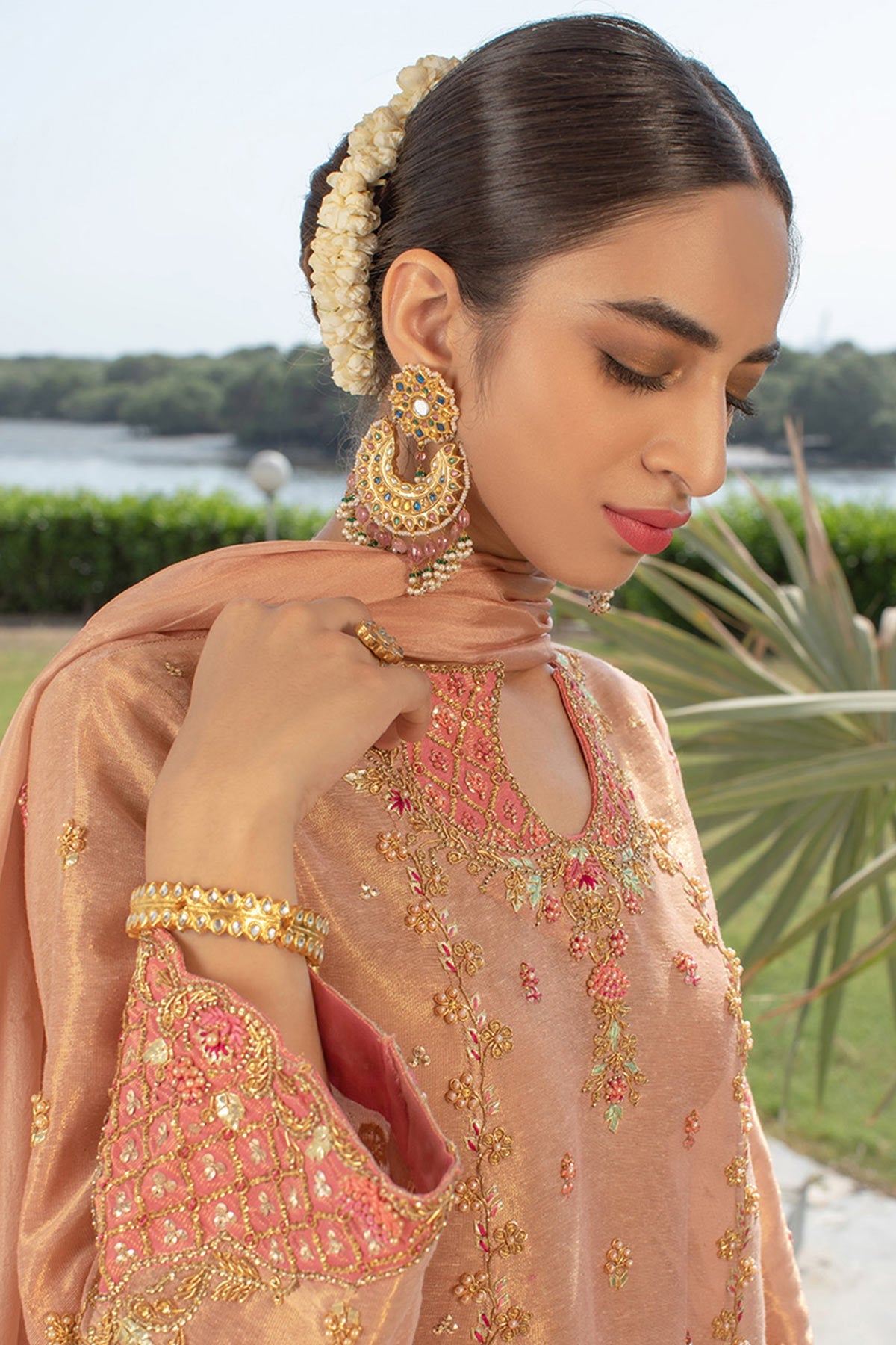 Naina gold zari with silk ombré dupatta - Farah Talib Aziz