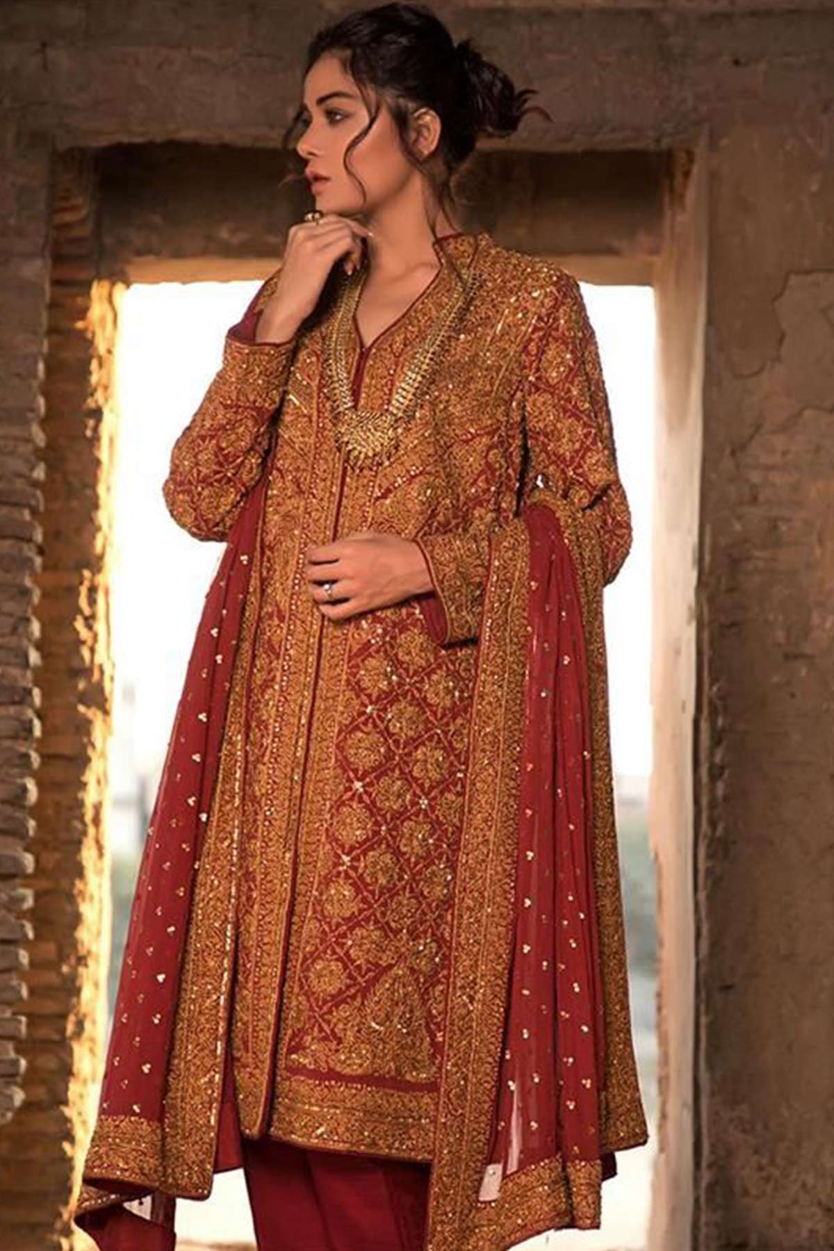 GOLD MARORI COAT - Rizwan Beyg