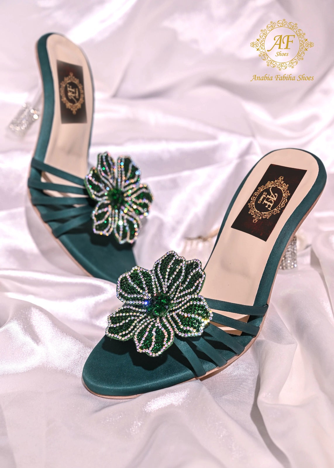 Jade Heels Bottle Green - Sparkle by Anabia Fabiha