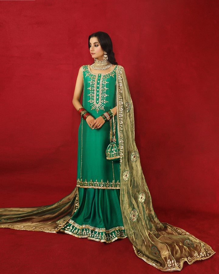 Green Sharara Set  - Formal Wedding by Amak