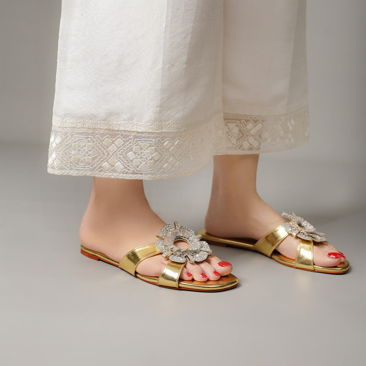 Rosa - Gold - Flats by L'amour