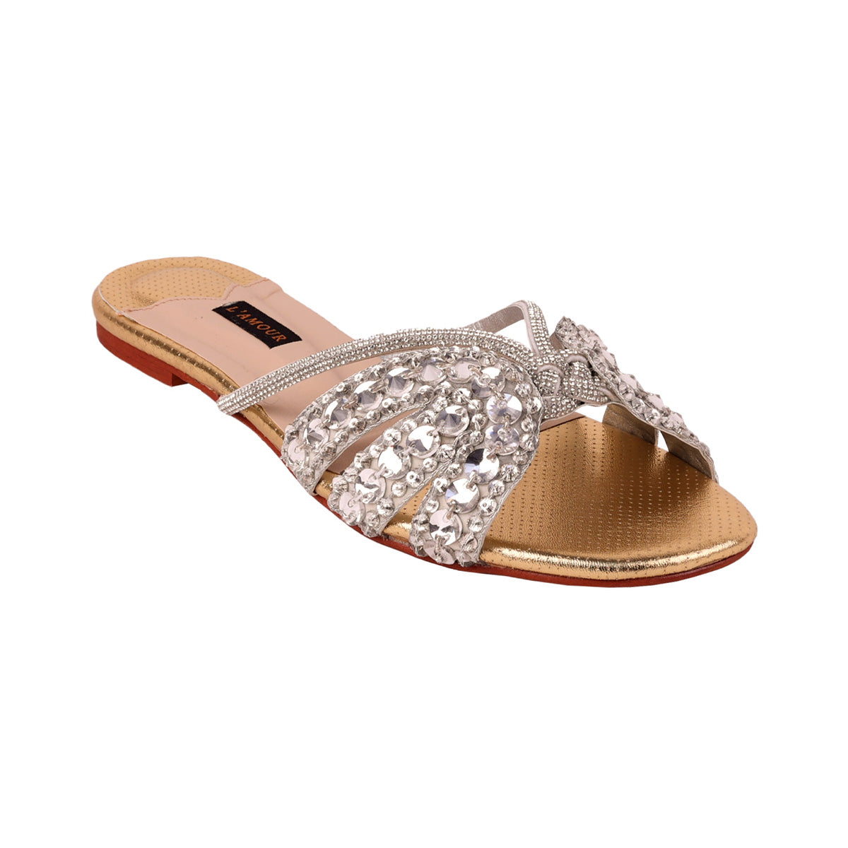 Sasha - Gold Textured Flats - Flats by L'amour