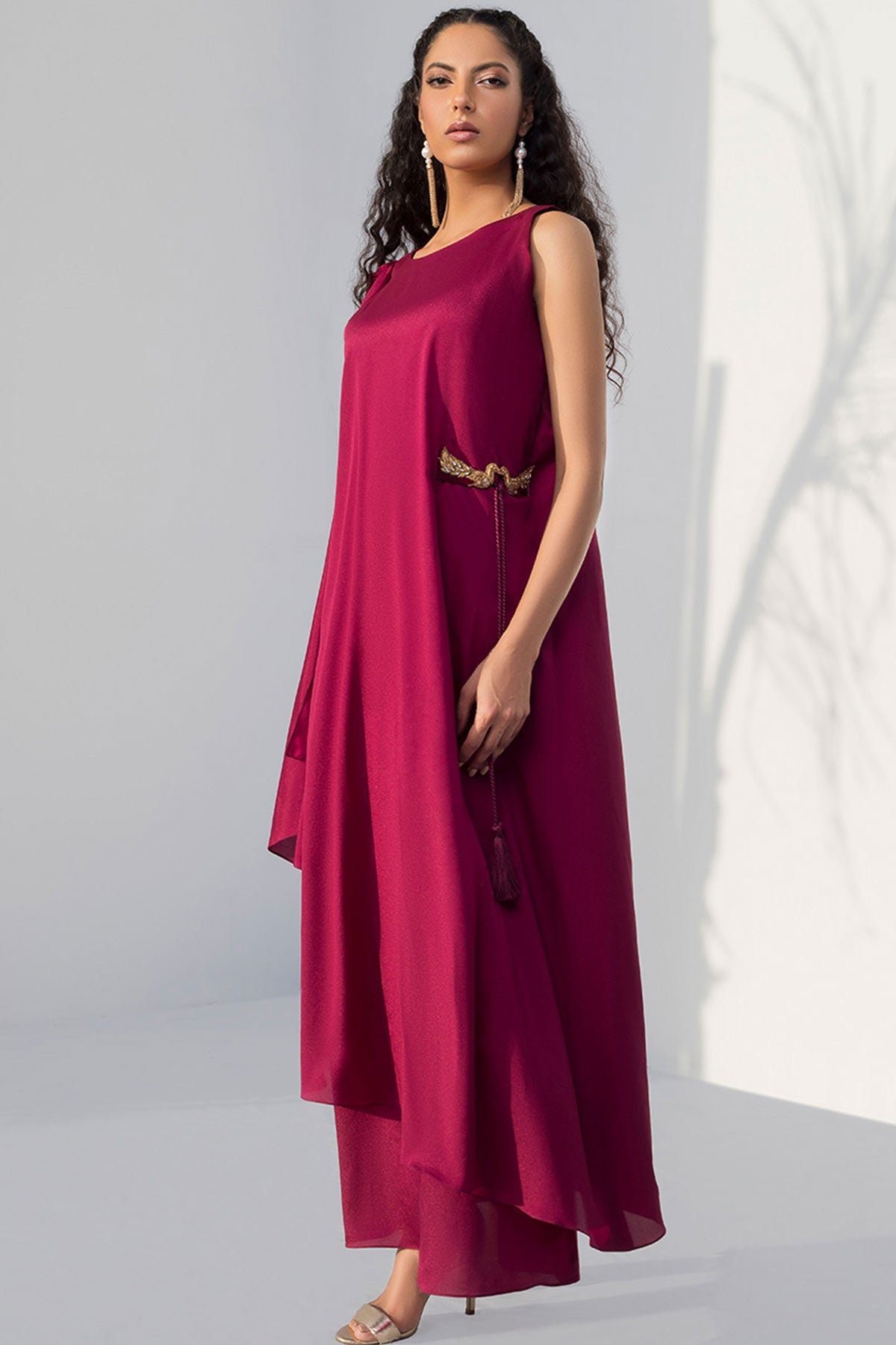 MULBERRY CREPE DRAPE DRESS - Sania Maskatiya