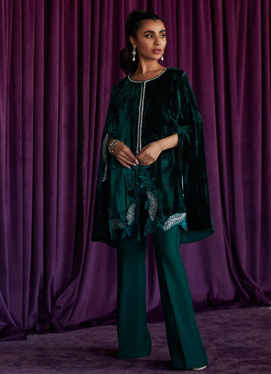 KRISTIN EMERALD CAPE - Velvet Stardust by Farah Talib Aziz