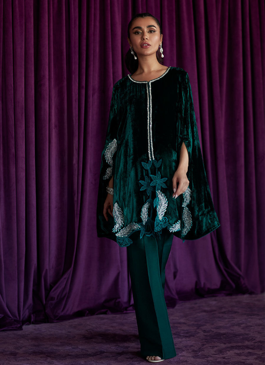 KRISTIN EMERALD CAPE - Velvet Stardust by Farah Talib Aziz