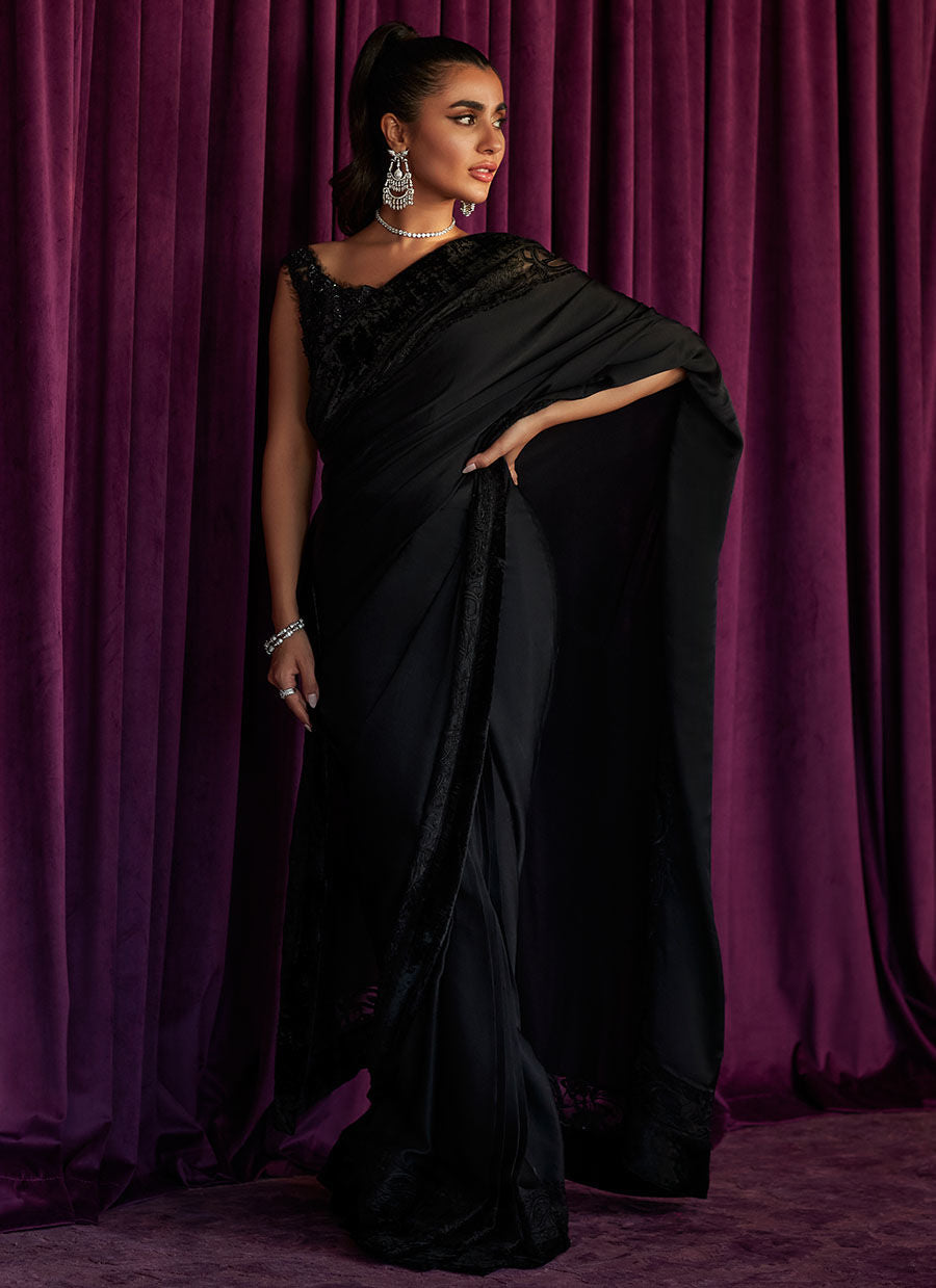 OLIVIA ONYX SAREE - Velvet Stardust by Farah Talib Aziz