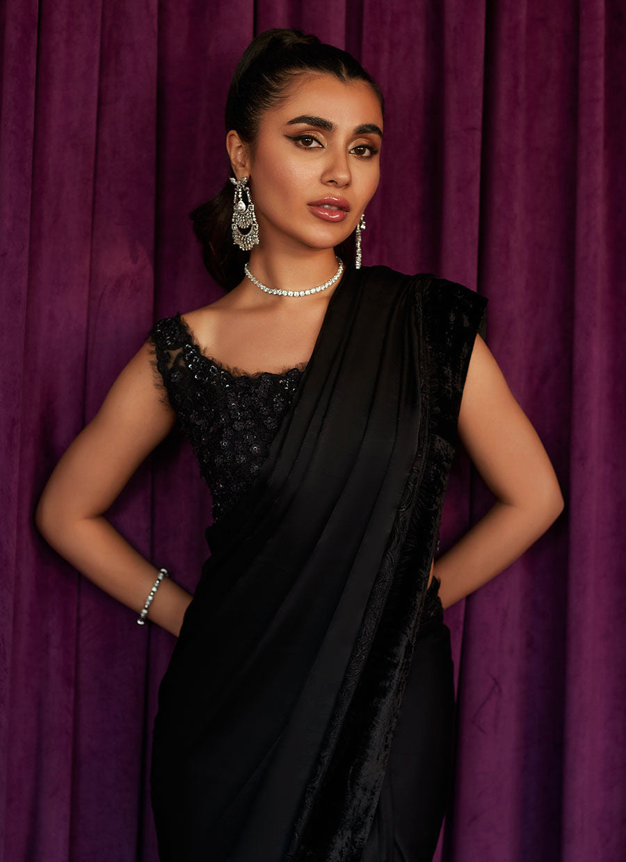 OLIVIA ONYX SAREE - Velvet Stardust by Farah Talib Aziz